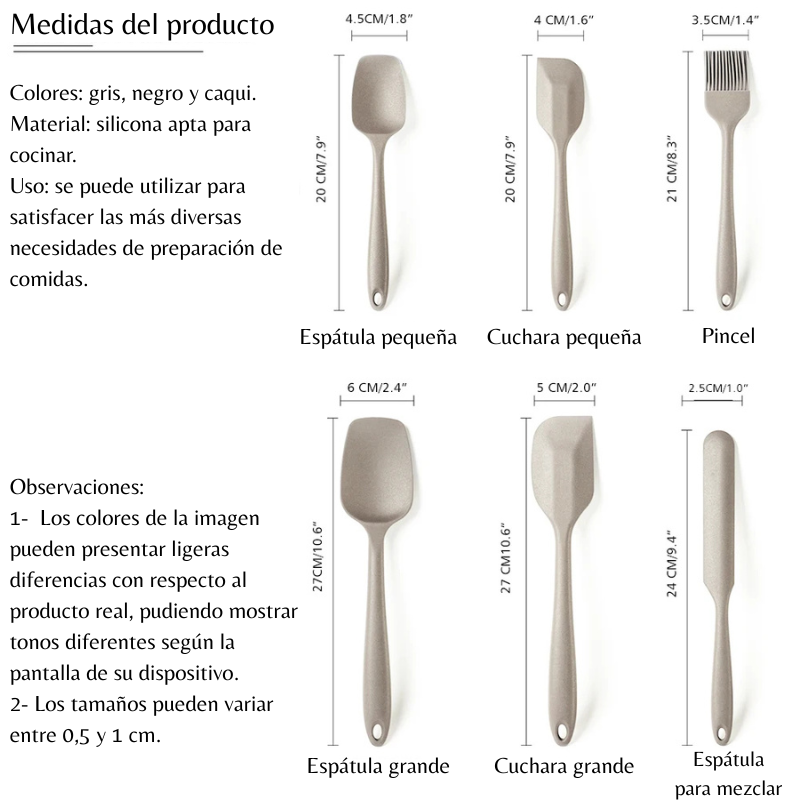 Juego de 6 Espátulas de Silicona